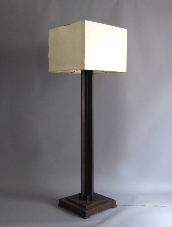 A Fine French Art Deco Wooden Square Base Floor Lamp - Image 7