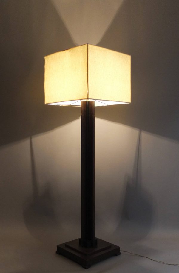 A Fine French Art Deco Wooden Square Base Floor Lamp - Image 8