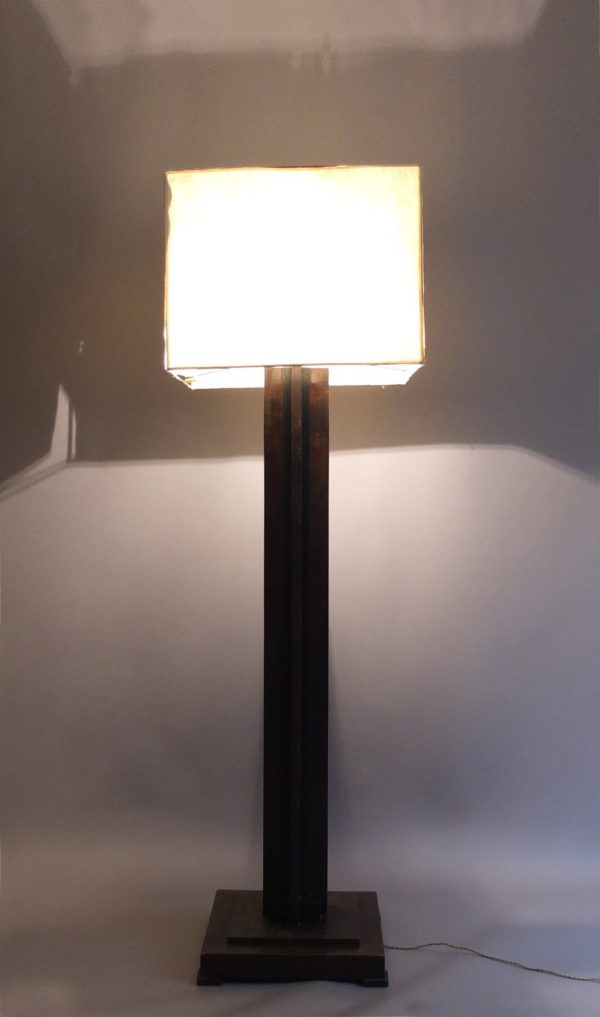 A Fine French Art Deco Wooden Square Base Floor Lamp - Image 9