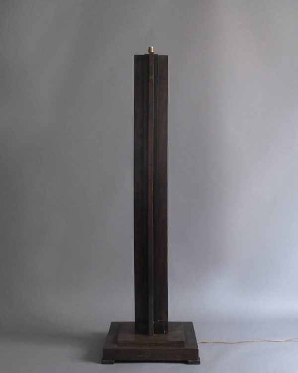 A Fine French Art Deco Wooden Square Base Floor Lamp - Image 2