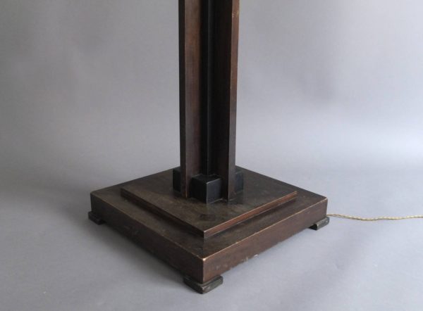 A Fine French Art Deco Wooden Square Base Floor Lamp - Image 4