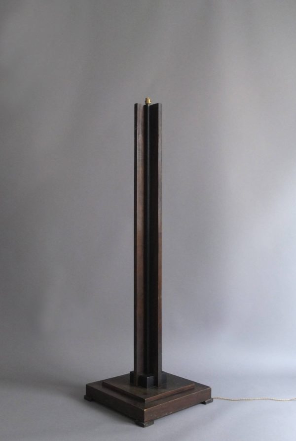 A Fine French Art Deco Wooden Square Base Floor Lamp - Image 5