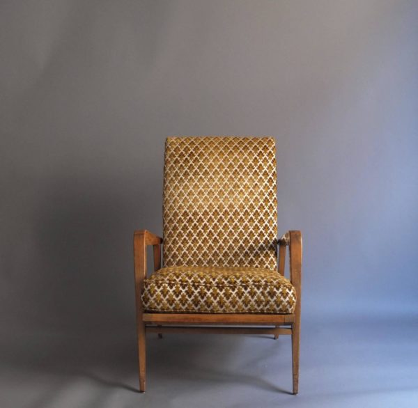 Pair of French 1950s Adjustable Armchairs and an Ottoman by Roger Landault - Image 3