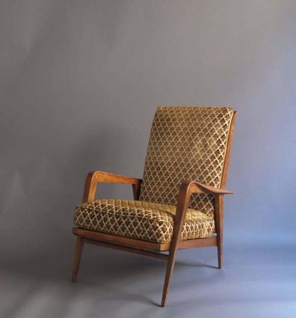 Pair of French 1950s Adjustable Armchairs and an Ottoman by Roger Landault - Image 4