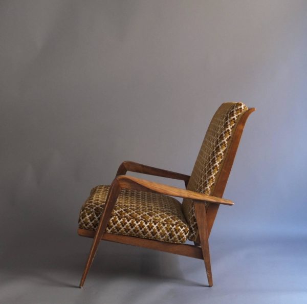 Pair of French 1950s Adjustable Armchairs and an Ottoman by Roger Landault - Image 5