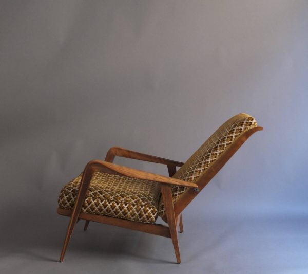 Pair of French 1950s Adjustable Armchairs and an Ottoman by Roger Landault - Image 6