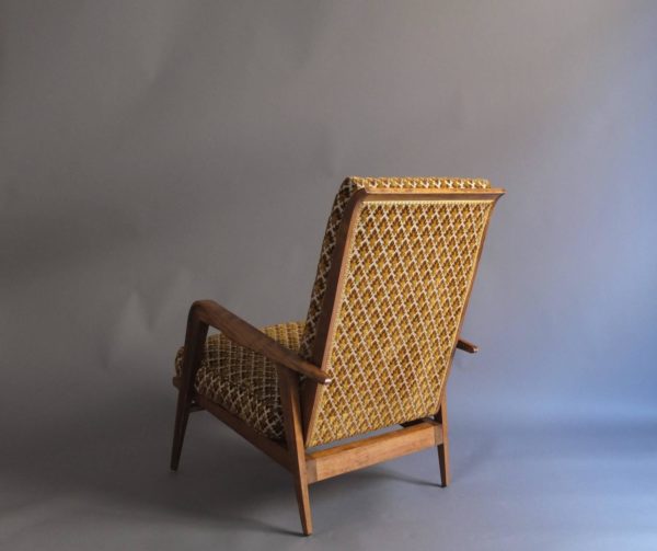 Pair of French 1950s Adjustable Armchairs and an Ottoman by Roger Landault - Image 7