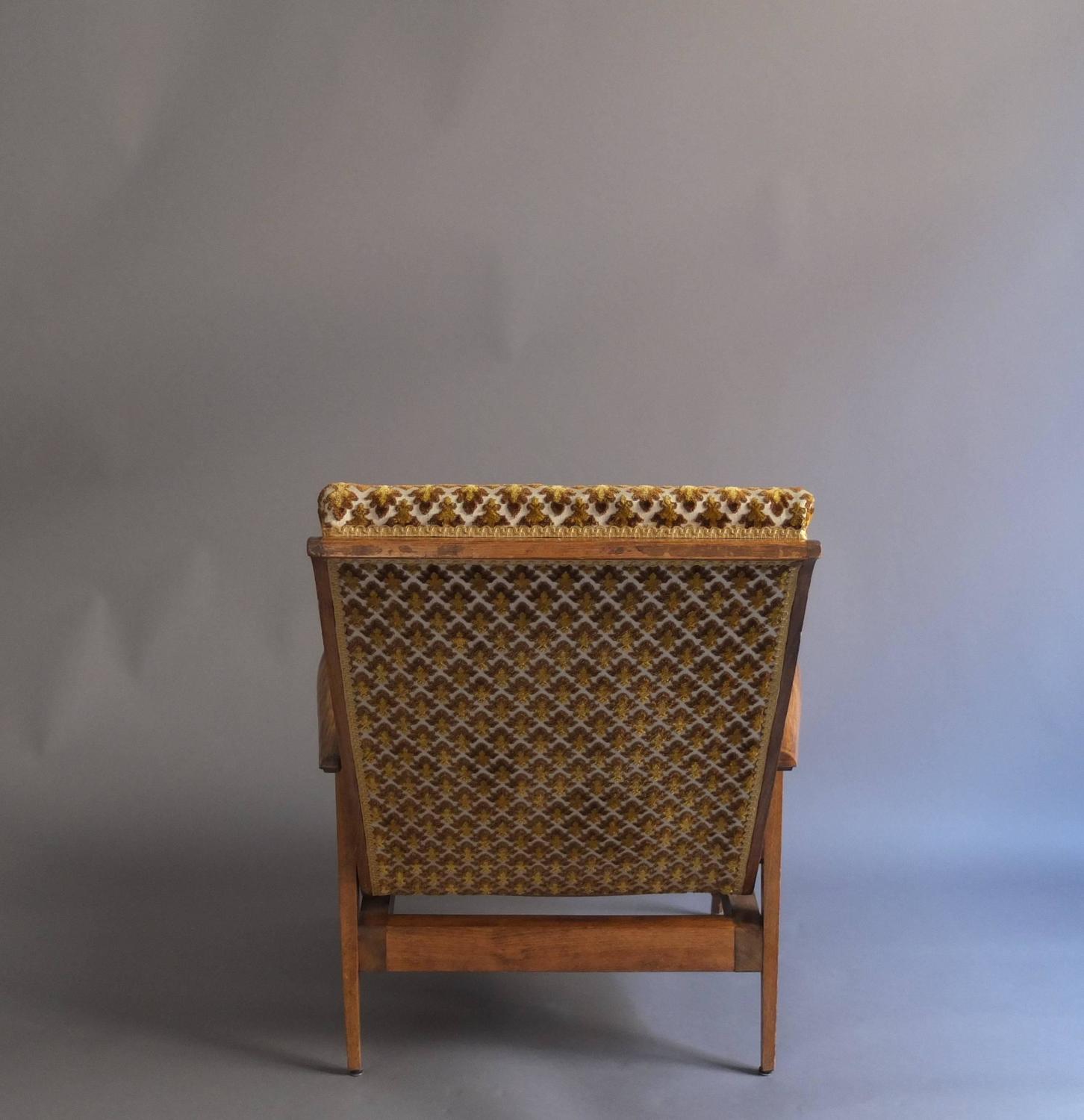 Pair of French 1950s Adjustable Armchairs and an Ottoman by Roger Landault - Image 8