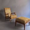 Pair of French 1950s Adjustable Armchairs and an Ottoman by Roger Landault