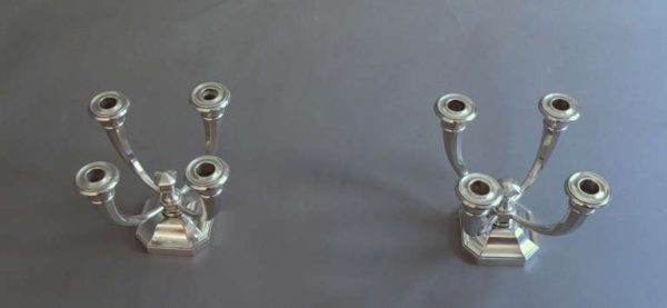 A Pair of Fine French Art Deco Silver Plated Bronze Candelabra - Image 2