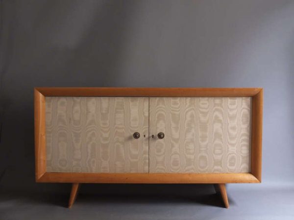 French 1950s Sycamore and Original Fabric Buffet by Suzanne Guiguichon - Image 2