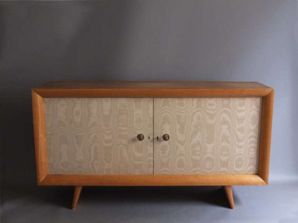 French 1950s Sycamore and Original Fabric Buffet by Suzanne Guiguichon - Image 4