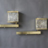 4 Fine French 1960s Brass and Textured Glass Sconces