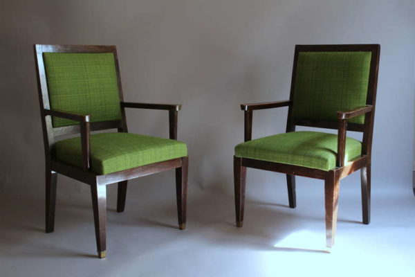 A Pair of French Art Deco Desk or Bridge Armchairs - Image 7