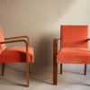 Set of Four French Art Deco Beech Bridge Armchairs with Rounded Armrests