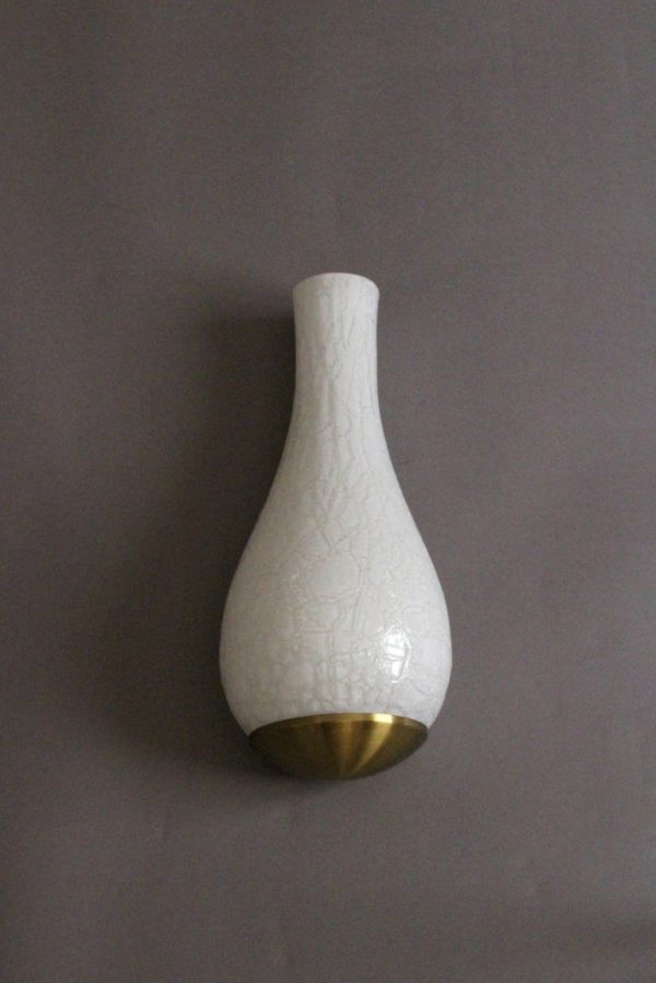 Pair of French 1960's White "Craquele" Sconces by Jean Perzel - Image 2