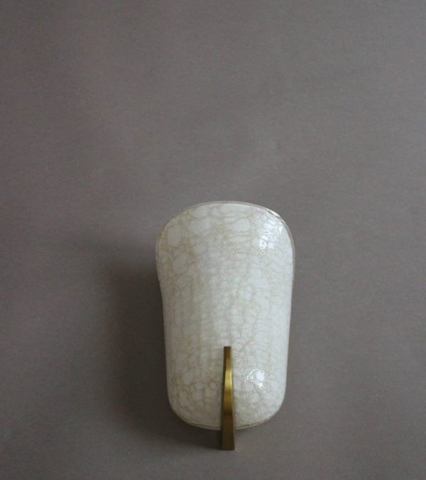 Fine French, 1950s "Craquele" White Glass Sconce by Jean Perzel - Image 4