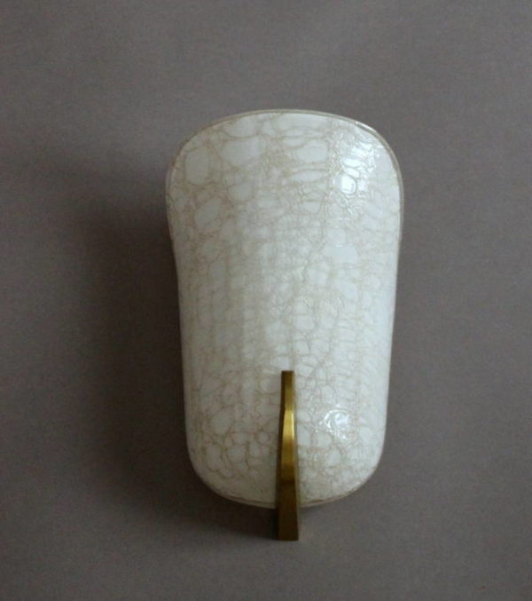 Fine French, 1950s "Craquele" White Glass Sconce by Jean Perzel - Image 5