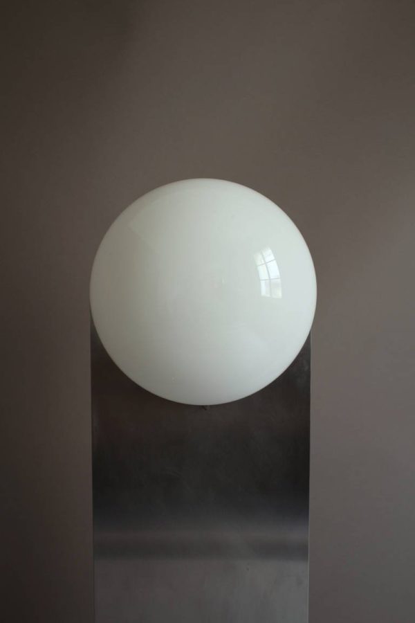 French 1970s Stainless Steel and White Glass Floor Lamp - Image 8