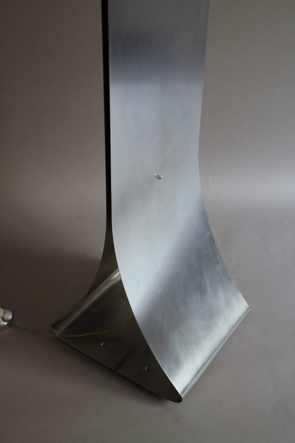 French 1970s Stainless Steel and White Glass Floor Lamp - Image 10