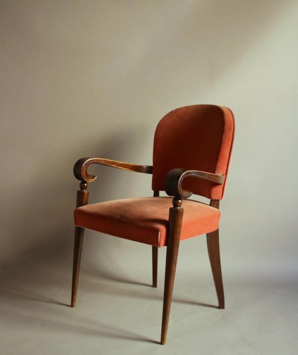 A Pair of Fine French Art Deco Ebonized Mahogany Arm Chairs by Maxime Old - Image 7