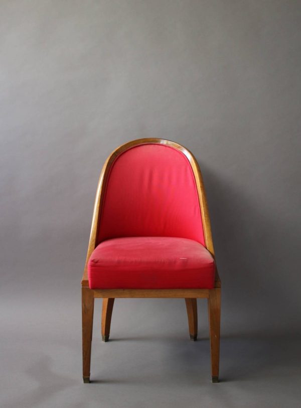 A Fine French Art Deco Walnut Gondola Armchair with Brass Sabots - Image 2