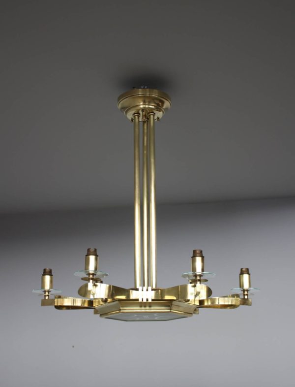 Fine French 1960's Brass and Glass Chandelier - Image 3