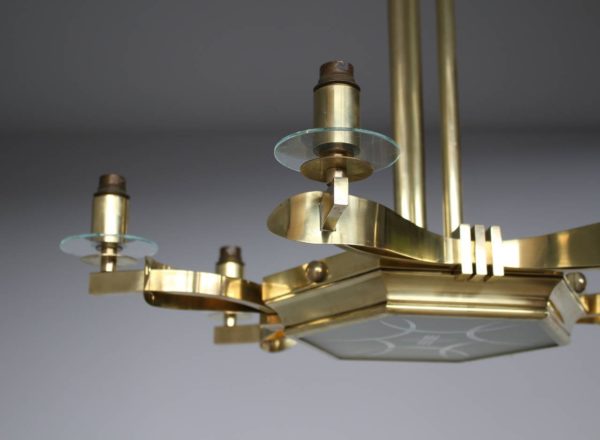 Fine French 1960's Brass and Glass Chandelier - Image 7