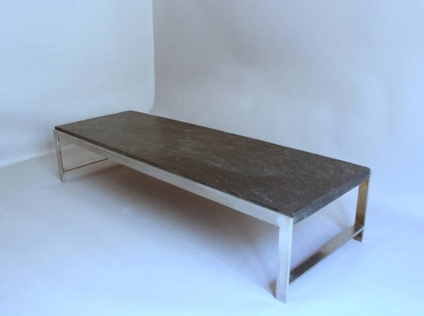 A Large Fine French 1970s Metal and Slate Coffee Table - Image 7