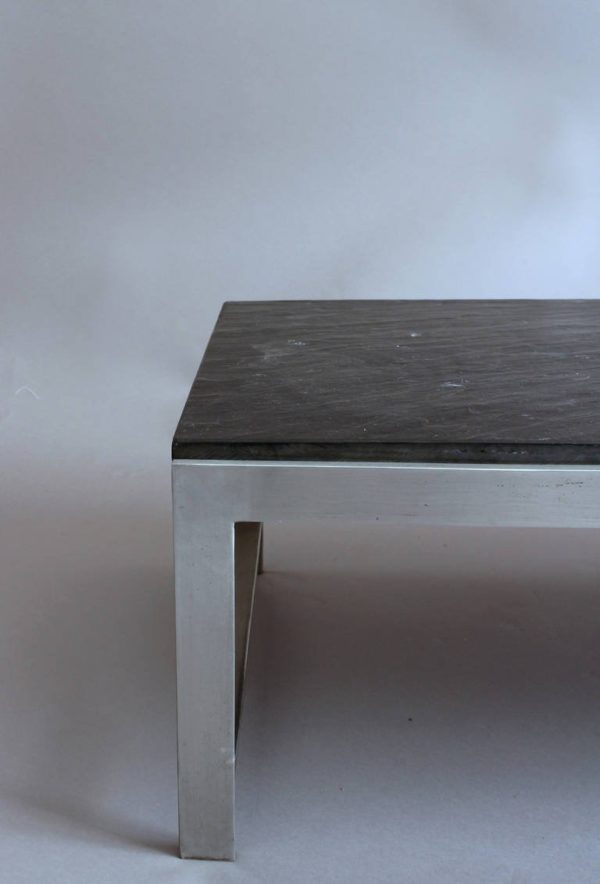 A Large Fine French 1970s Metal and Slate Coffee Table - Image 11