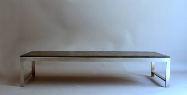 A Large Fine French 1970s Metal and Slate Coffee Table - Image 3