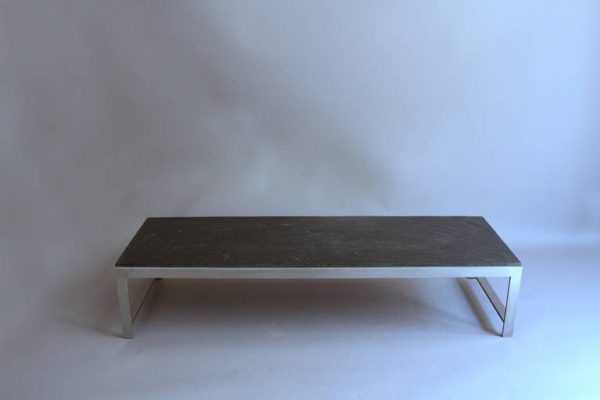 A Large Fine French 1970s Metal and Slate Coffee Table - Image 4