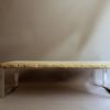 A Large French 1970s Metal Frame Coffee Table with a Travertine