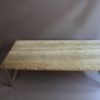 A Large French 1970s Metal Frame Coffee Table with a Travertine