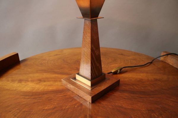 A Fine French Art Deco Oak and Copper Table Lamp by Emile Jacot - Image 7