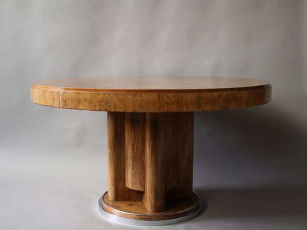 Fine French Art Deco Walnut Round Dining Table - Image 3