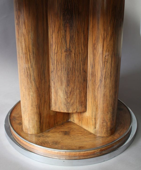 Fine French Art Deco Walnut Round Dining Table - Image 5