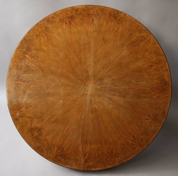 Fine French Art Deco Walnut Round Dining Table - Image 8