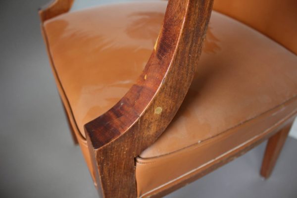 Pair of Fine French Art Deco Mahogany Bridge Chairs Attributed to Pascaud - Image 9