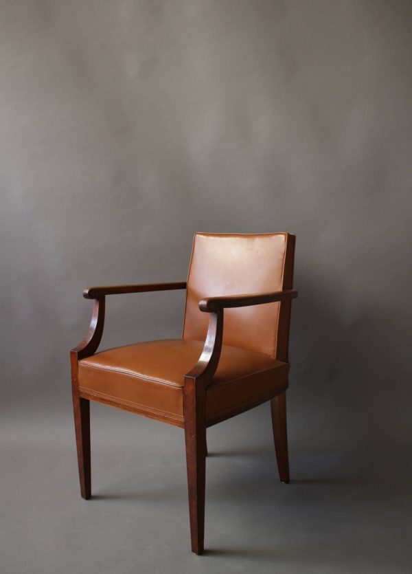 Pair of Fine French Art Deco Mahogany Bridge Chairs Attributed to Pascaud - Image 3