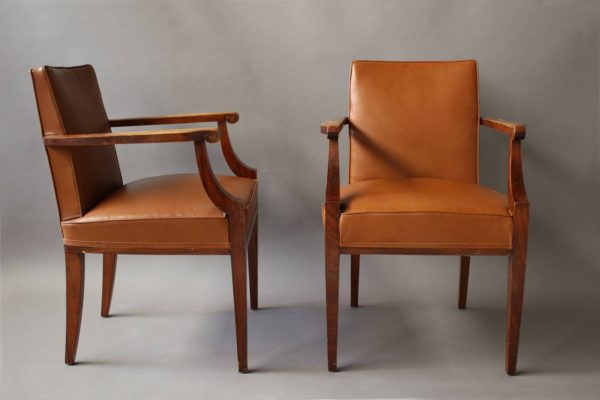 Pair of Fine French Art Deco Mahogany Bridge Chairs Attributed to Pascaud - Image 7