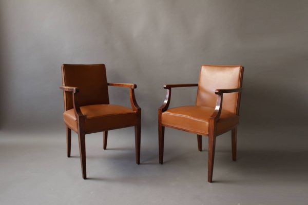 Pair of Fine French Art Deco Mahogany Bridge Chairs Attributed to Pascaud - Image 8