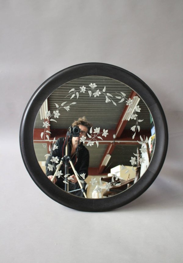 A French Art Deco Blackened Wood and Etched Glass Gueridon - Image 7