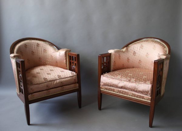 A Pair of Fine French Art Deco Mahogany Armchairs by Paul Follot - Image 5