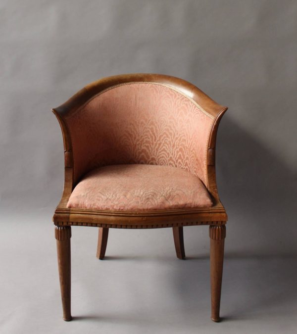 Pair of Fine French Art Deco Mahogany Armchairs - Image 5