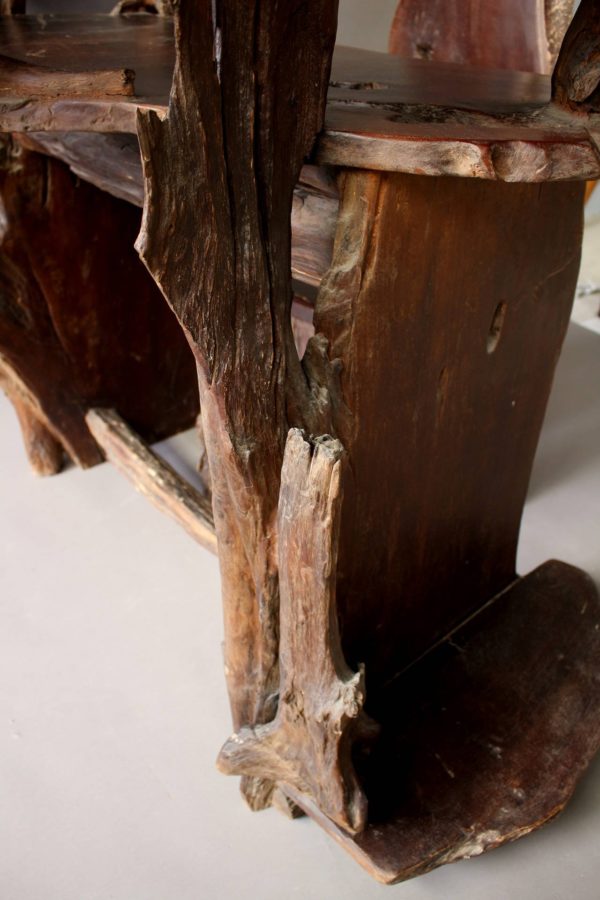 A French Mid-Century Organic and Sculptural Wooden Desk and Chair - Image 5