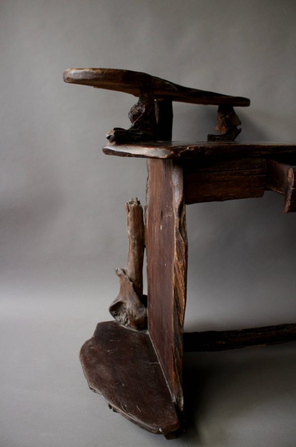 A French Mid-Century Organic and Sculptural Wooden Desk and Chair - Image 7