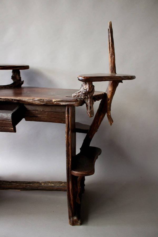 A French Mid-Century Organic and Sculptural Wooden Desk and Chair - Image 8