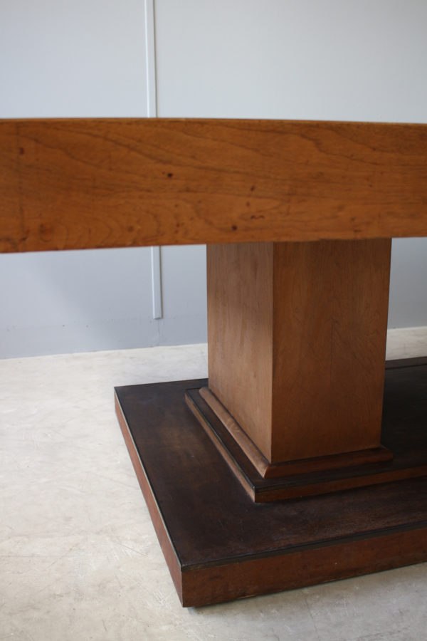 Large French Art Deco Walnut Pedestal Dining Table by Jean-Charles Moreux - Image 9