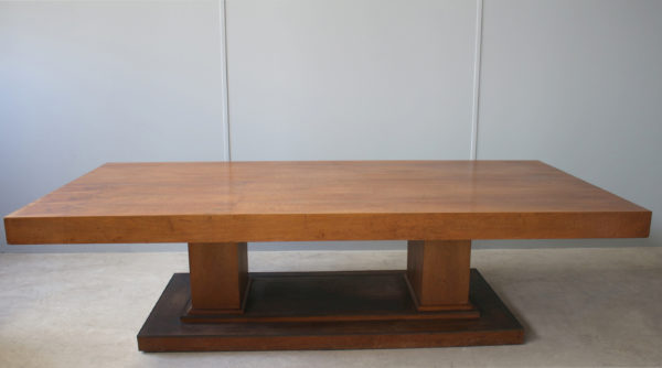 Large French Art Deco Walnut Pedestal Dining Table by Jean-Charles Moreux - Image 3